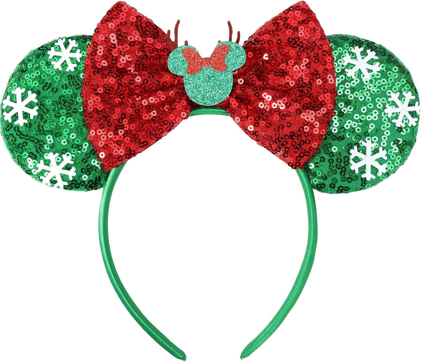 Christmas Mouse Ears Headband, Christmas Ears for Women Adult Kids, Christmas Headband Park Ears Christmas Party Cosplay Costumes Accessories (Ginger)