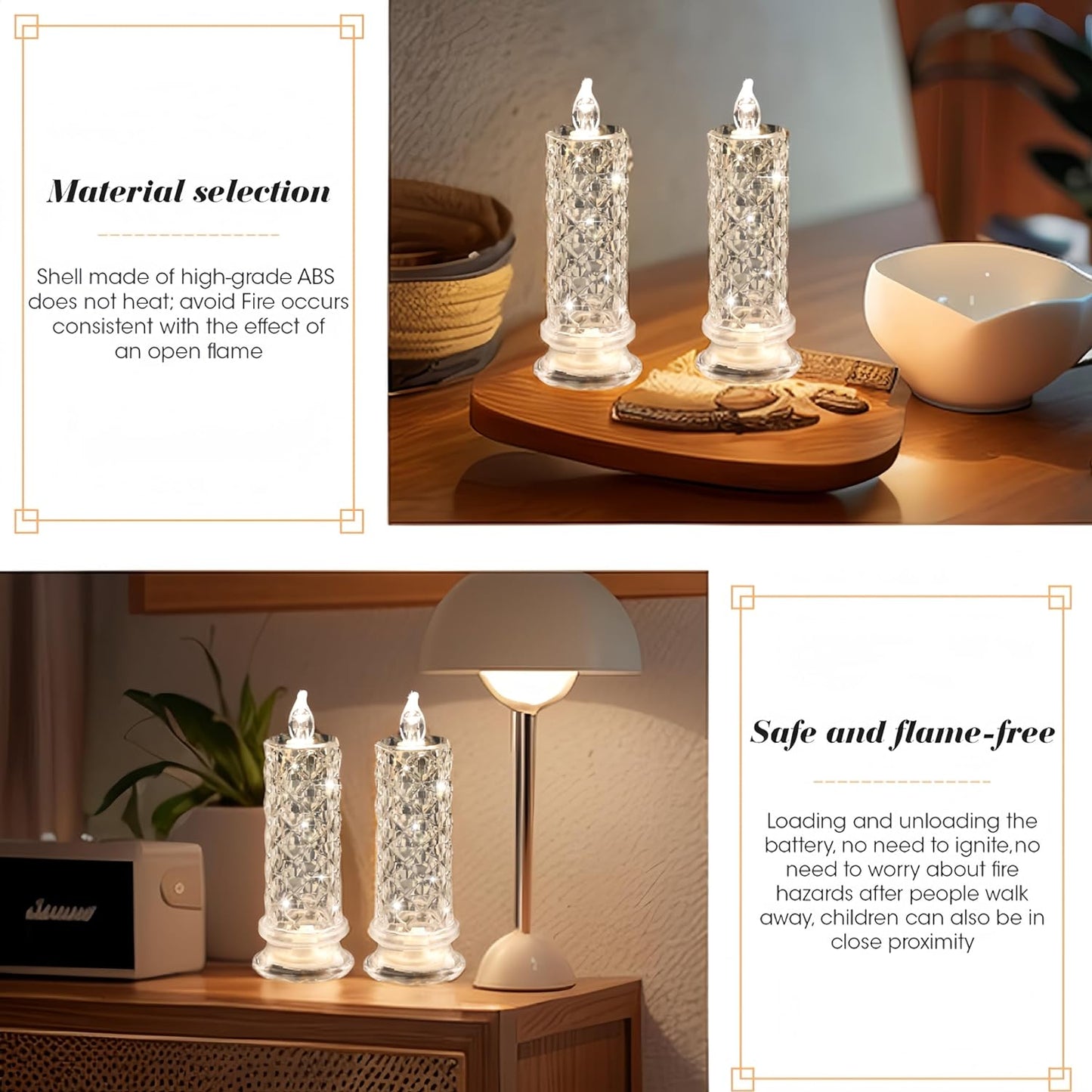 Rose Shadow LED Flameless Candles, 6PCS Romantic Battery Operated Candles Led Pillar Candles for Valentines Anniversary Wedding Christmas Decorations(White, D 2.5" x H 7.2")