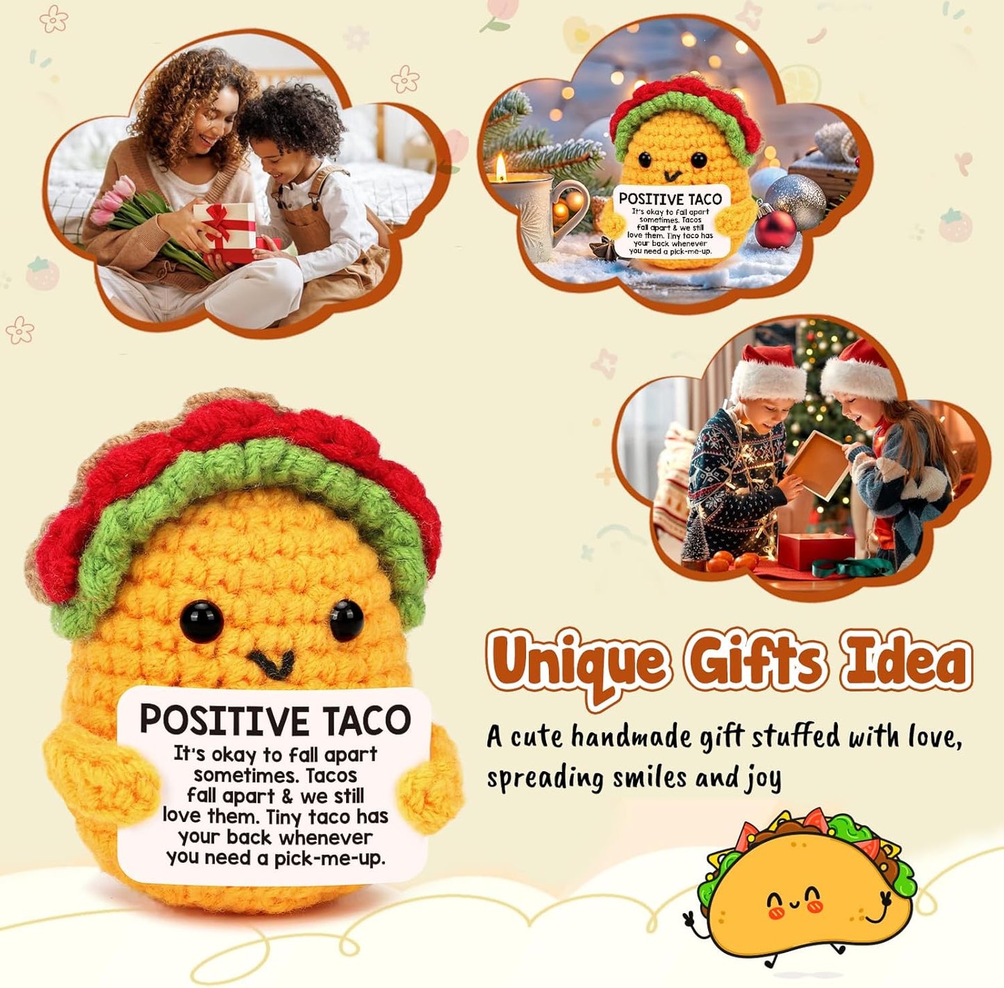 Positive Crochet Taco Christmas Birthday Gifts Home Decor Emotional Inspirational Support