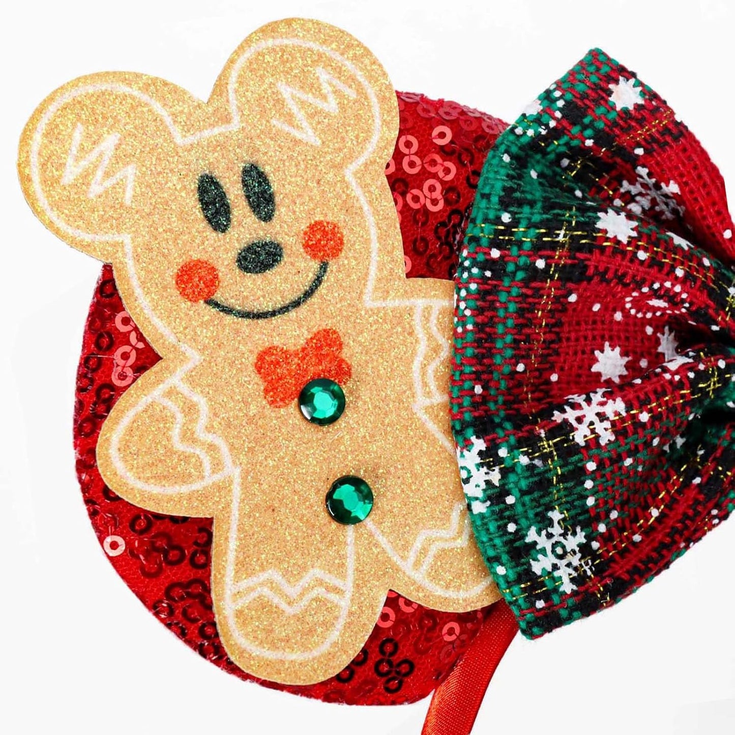 Christmas Mouse Ears Headband, Christmas Ears for Women Adult Kids, Christmas Headband Park Ears Christmas Party Cosplay Costumes Accessories (Ginger)