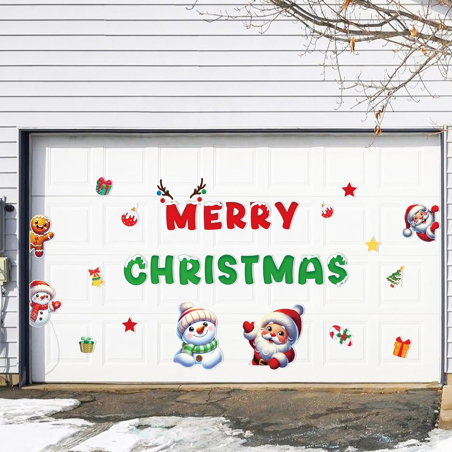 90shine 32PCS Christmas Garage Door Decorations Magnets - Merry Xmas Ball Holiday Refrigerator Fridge Kitchen Decor(Red, Silver)