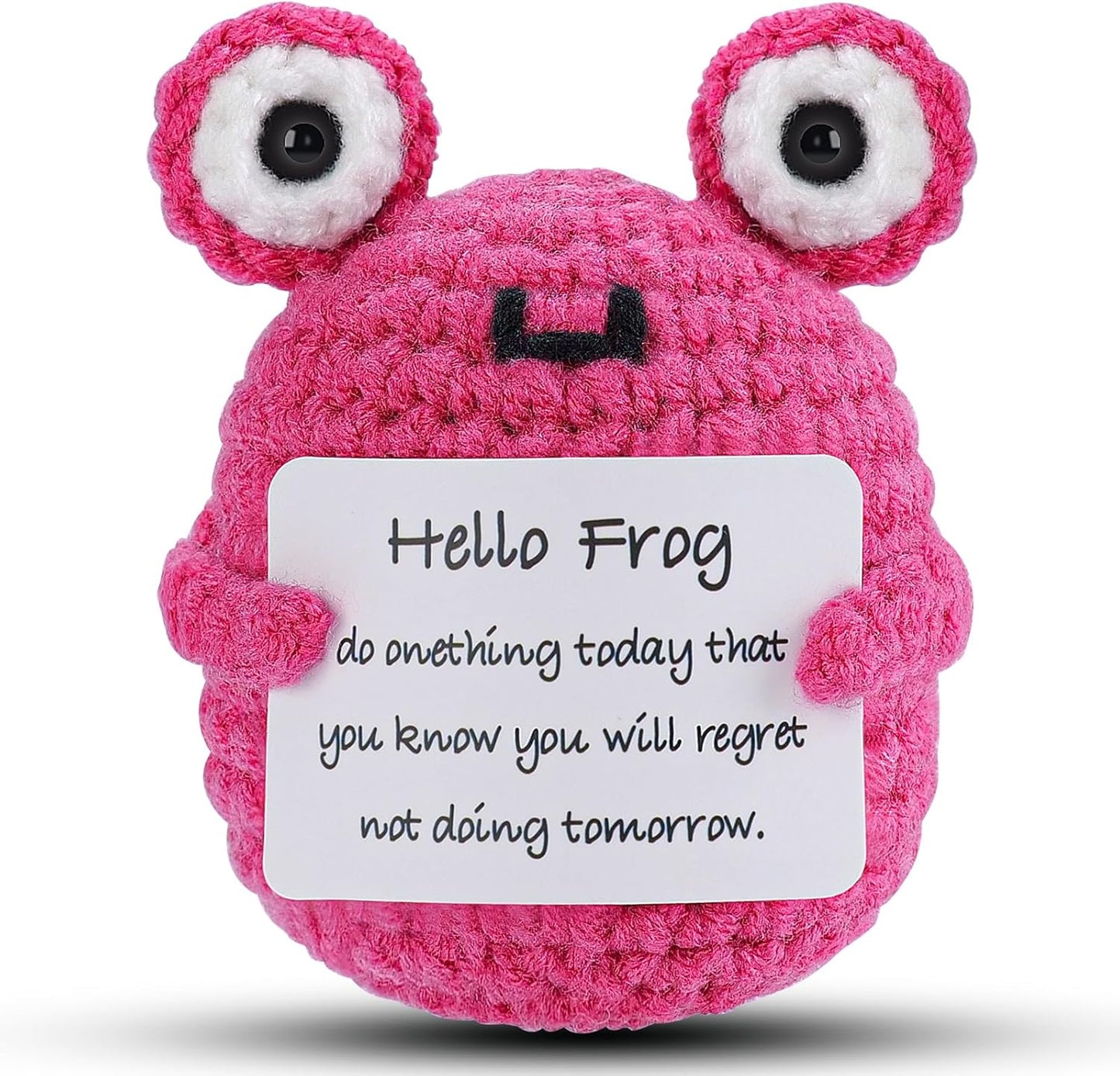 Hoedia Handmade Emotional Pickle Gift, Cucumber Crochet Doll Inspirational Gifts with Cards, Cute Knitted Funny Support Pickle Potato Friend Birthday (Emotional Strawberry)
