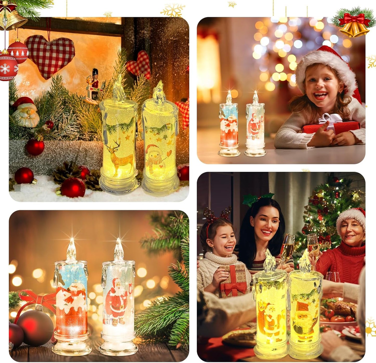 Rose Shadow LED Flameless Candles, 6PCS Romantic Battery Operated Candles Led Pillar Candles for Valentines Anniversary Wedding Christmas Decorations(White, D 2.5" x H 7.2")