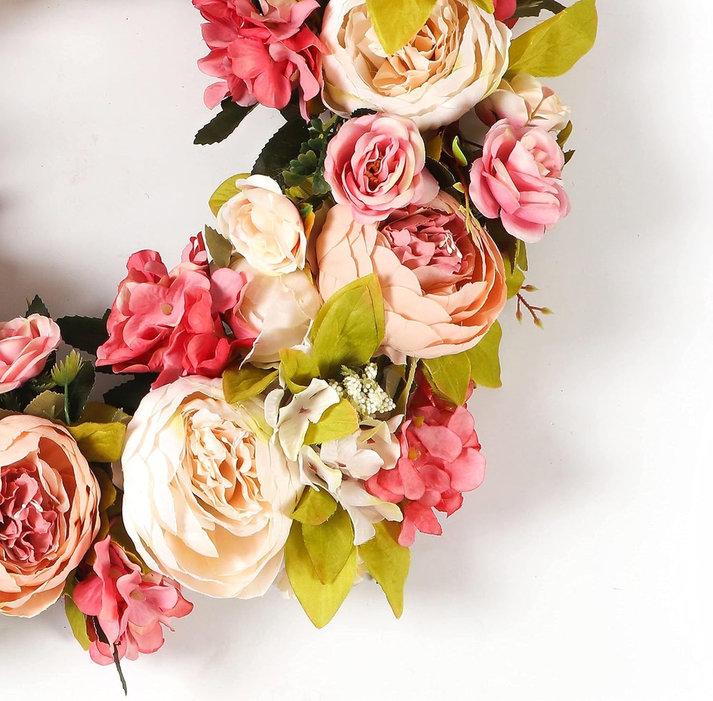 Peony Spring Wreaths for Front Door Outside 22 inch Handmade Summer Wreaths for Front Door Wall Window Decor in All Season(Large)