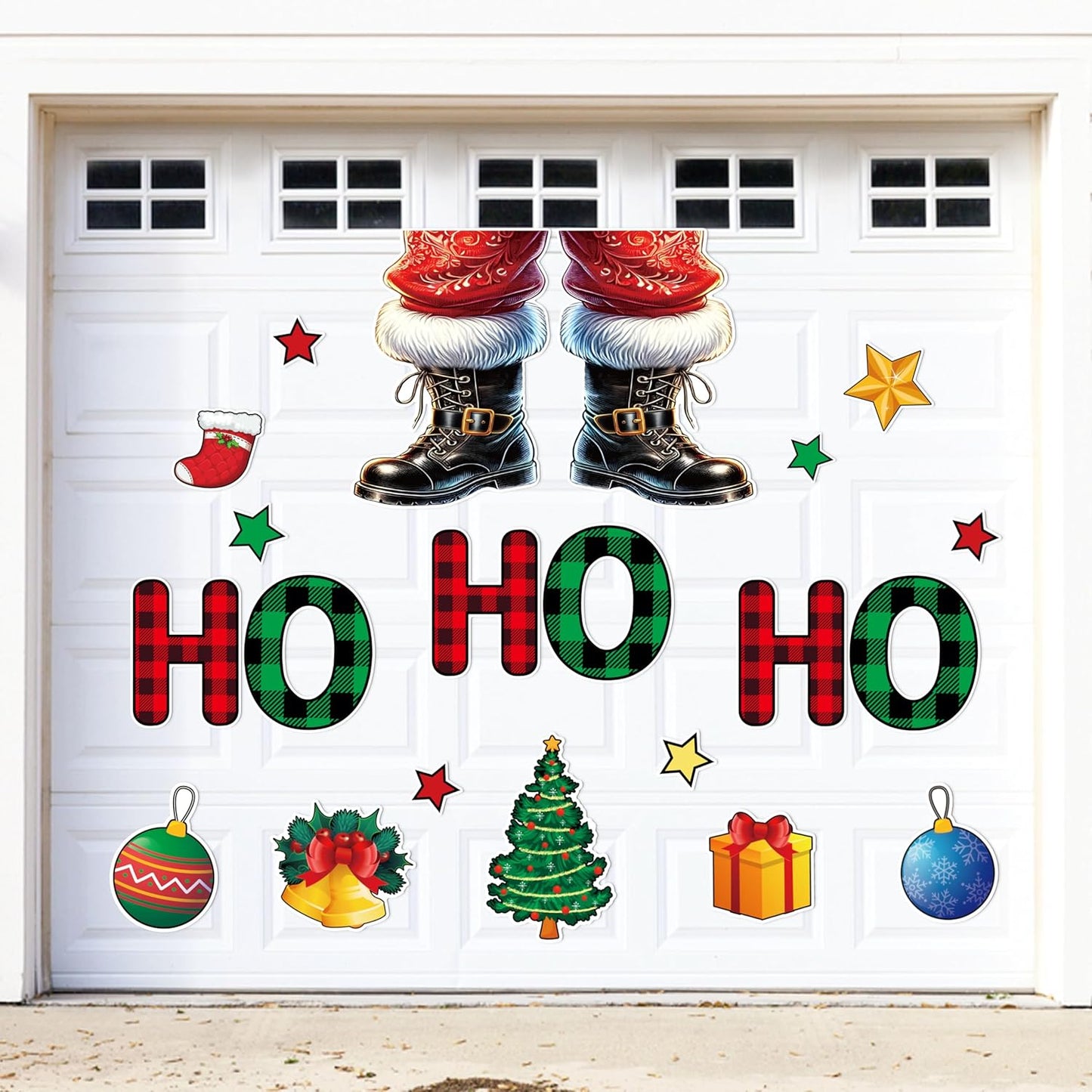 90shine 32PCS Christmas Garage Door Decorations Magnets - Merry Xmas Ball Holiday Refrigerator Fridge Kitchen Decor(Red, Silver)