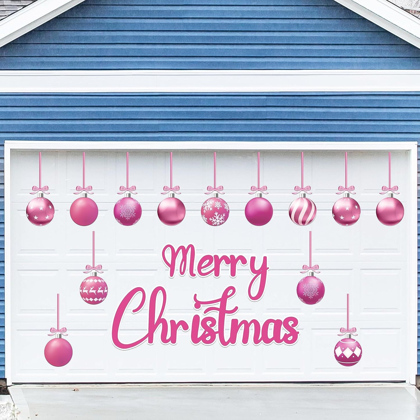 90shine 32PCS Christmas Garage Door Decorations Magnets - Merry Xmas Ball Holiday Refrigerator Fridge Kitchen Decor(Red, Silver)