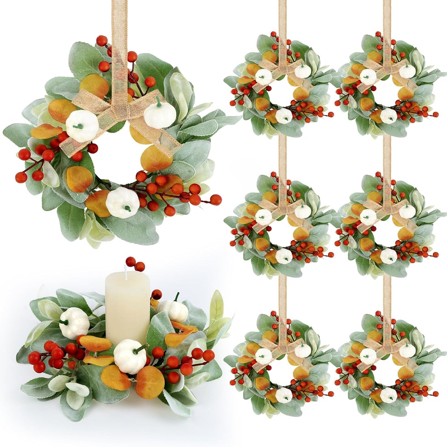 24" Christmas Wreaths for Front Door 2 PCS Christmas Teardrop Swag Winter Wreath with Red Ball Red Berry Pine Needles for Indoor Outdoor Farmhouse Home Wall Window Festival Wedding Decor