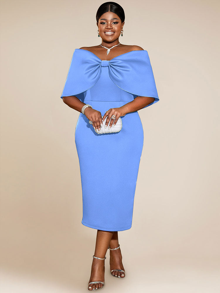 Elegant Wedding Guests Dress Big Bow Strapless Package Hip