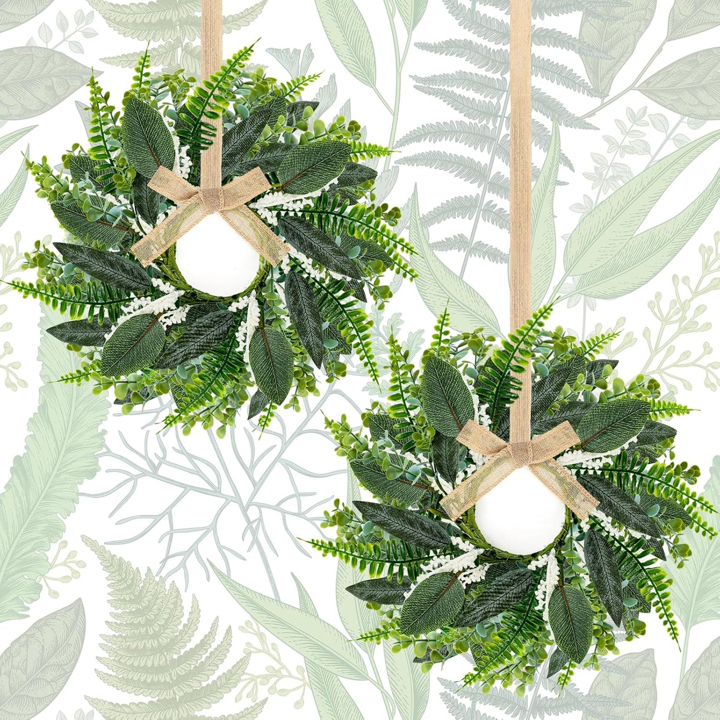 24" Christmas Wreaths for Front Door 2 PCS Christmas Teardrop Swag Winter Wreath with Red Ball Red Berry Pine Needles for Indoor Outdoor Farmhouse Home Wall Window Festival Wedding Decor