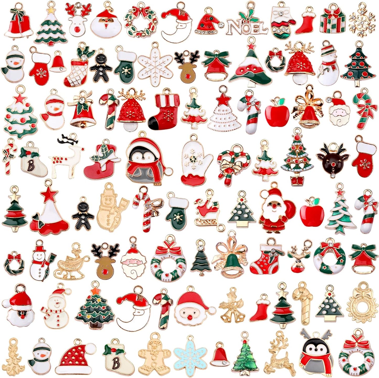 Christmas Charms Gold Enamel Jewelry Making Charms for Bracelet Necklace Earring