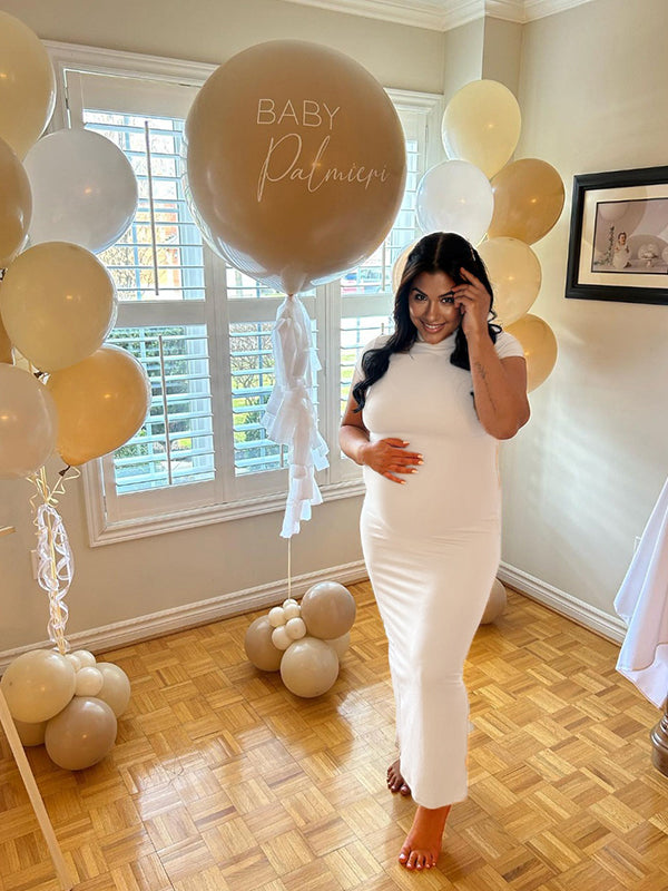 Solid Color Round Neck Short Sleeve Bodycon Chic Basic Going Out Daily Maternity Baby Shower Maxi Dress