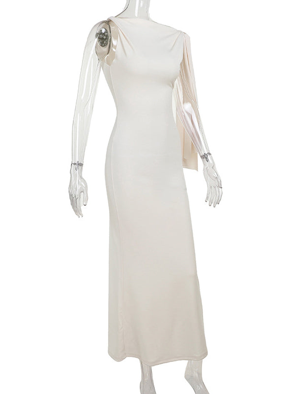 Strap Ties One Shoulder Mermaid Bodycon Elegant Photoshoot Baby Shower Maternity Maxi Dress