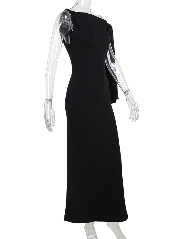 Strap Ties One Shoulder Mermaid Bodycon Elegant Photoshoot Baby Shower Maternity Maxi Dress