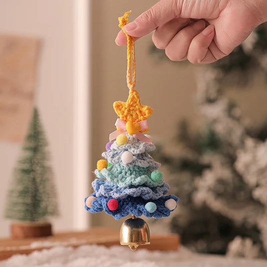 Handmade Woolen Crochet Christmas Tree Ornaments Plush Christmas Atmosphere Ornaments Home and Car Ornaments Decorative Items