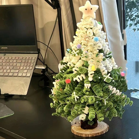 Christmas DIY Mini Tree Kit - Craft Your Own Twistable Wire Christmas Tree Decoration for Tabletop Display.