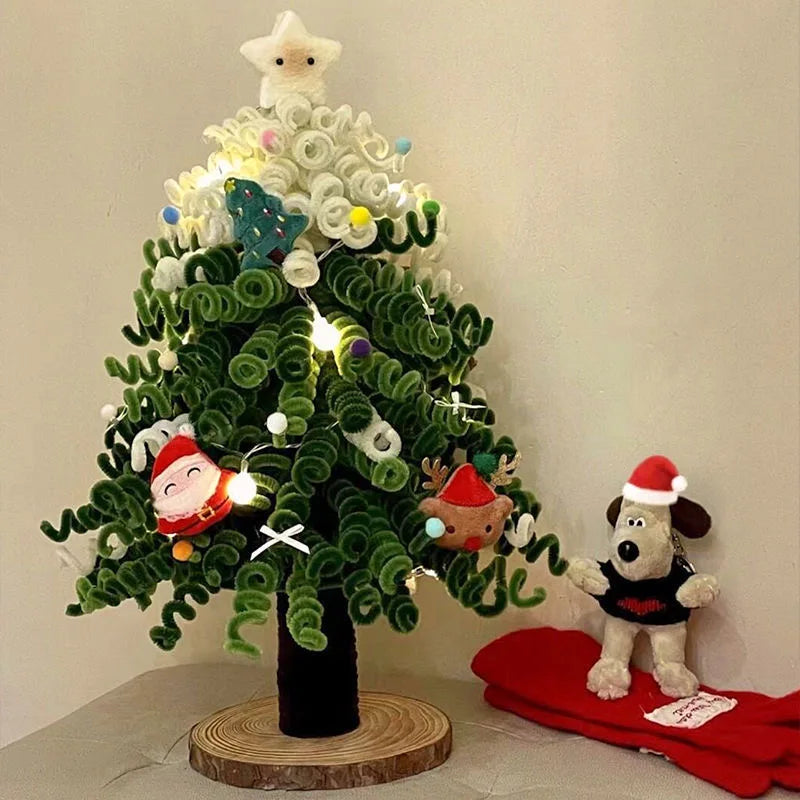 Christmas DIY Mini Tree Kit - Craft Your Own Twistable Wire Christmas Tree Decoration for Tabletop Display.
