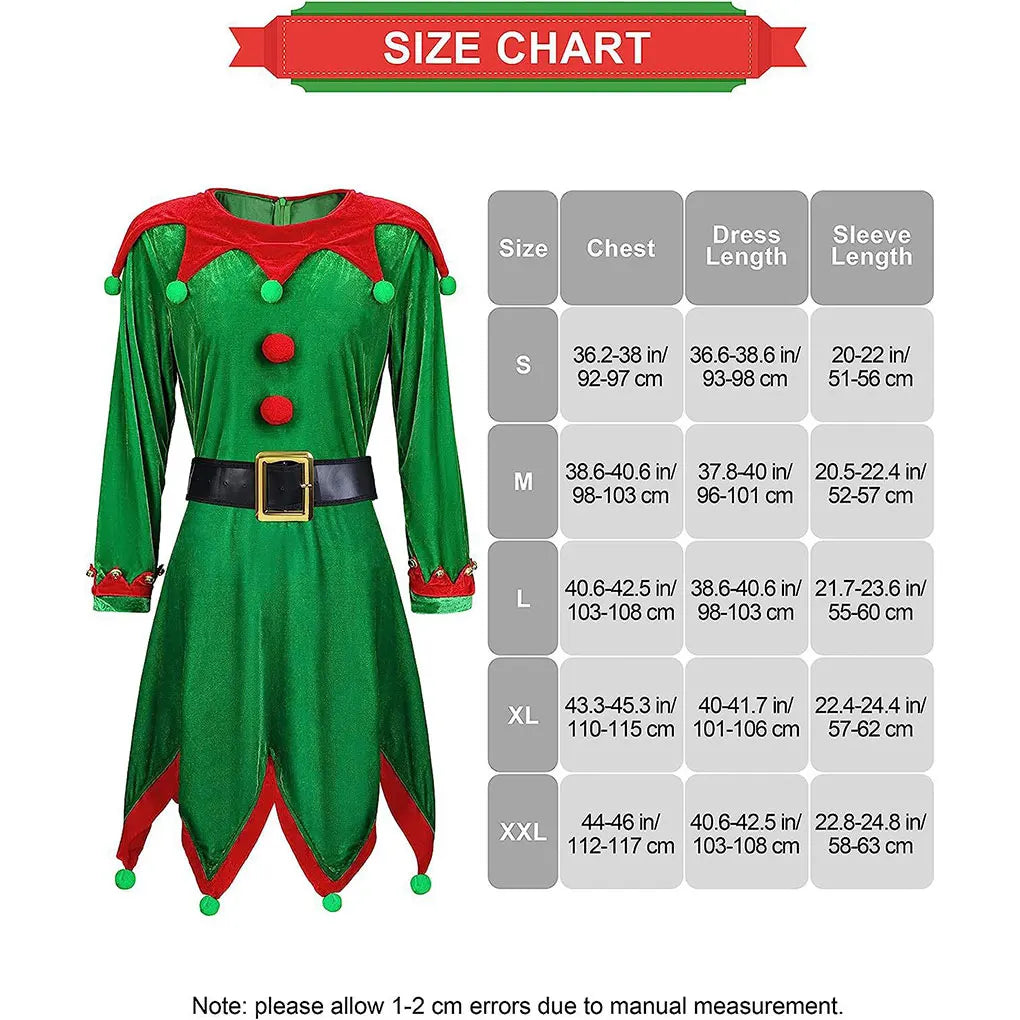 Christmas Santa Claus Costume Green Elf Cosplay Family Carnival Party Halloween Fancy Dress Clothes Set For Men Women Girls Boys