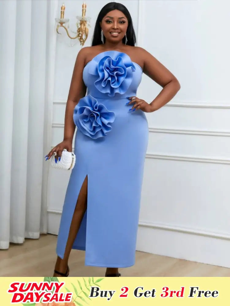 Off Shoulder Big Rose Evening Party Dress Maxi