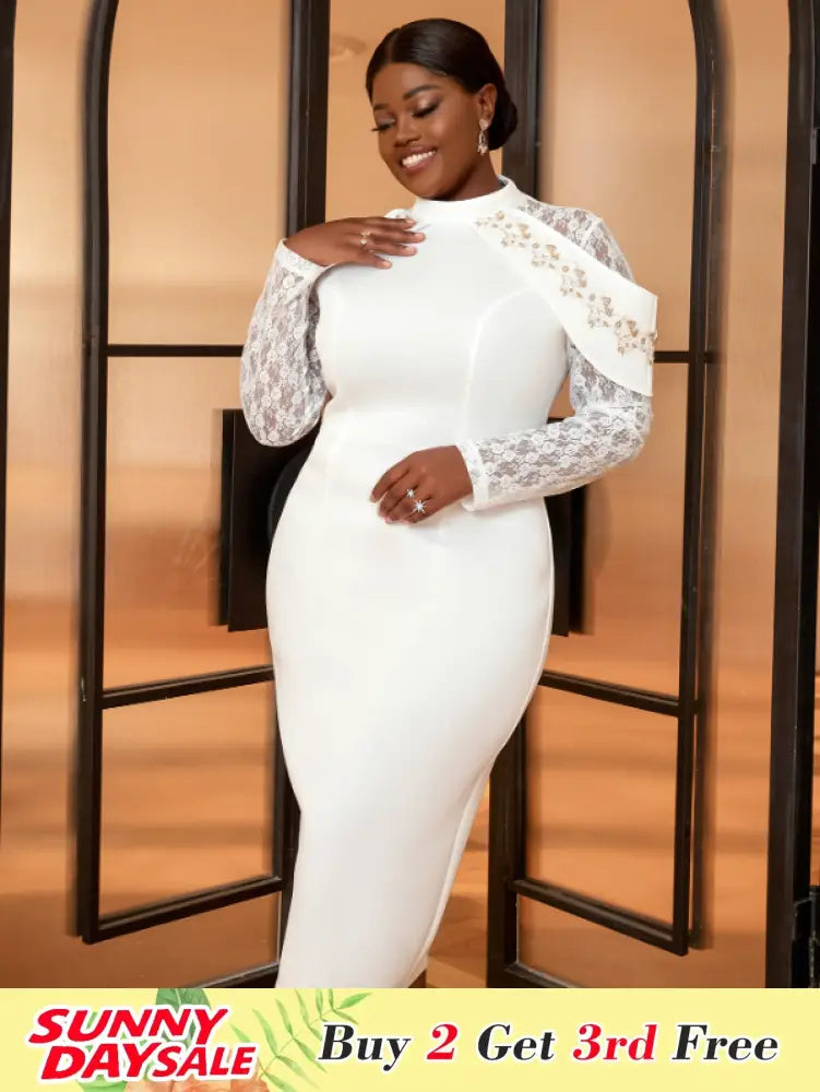 Plus Size White Lace Wedding Guest Dresses White Bridal Shower Dresses
