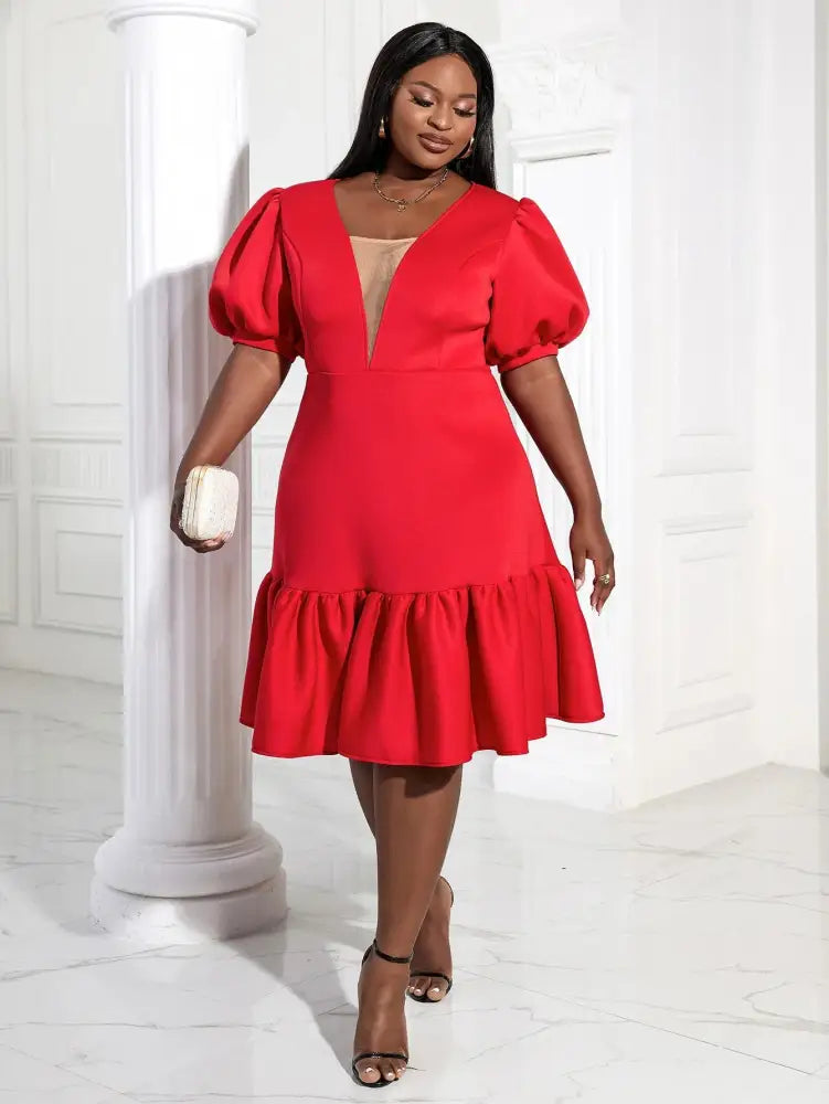 Women A-Line Red Dress Party 2023 New
