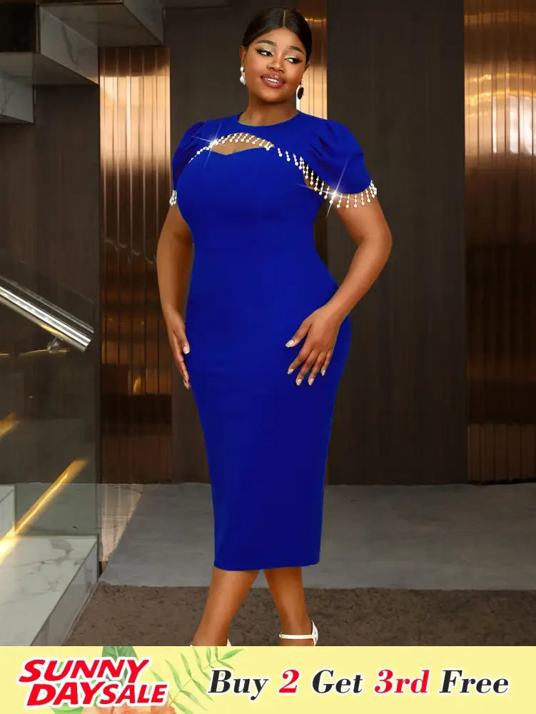 DRESS Beaded Hollow Out Bodycon Dress for Evening or Special Events