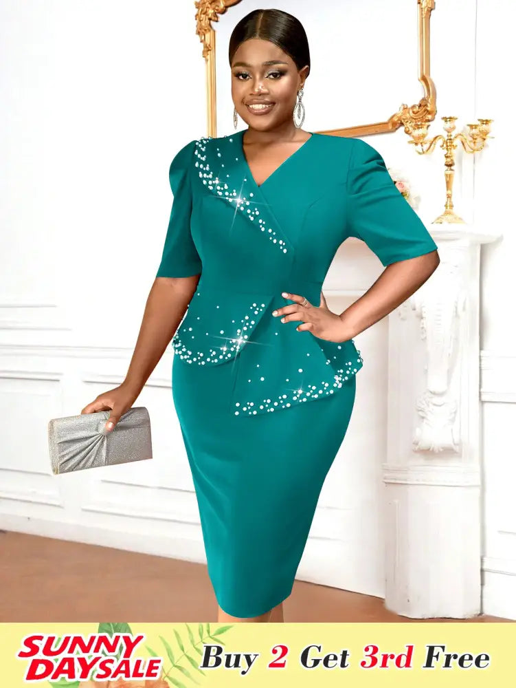Church Dress Beading Half Sleeves Peplum Gown for Women