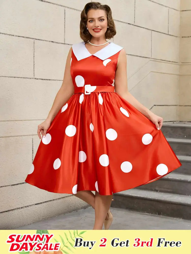 Easter Dress Floral Lapel A Line 50s Swing Dress
