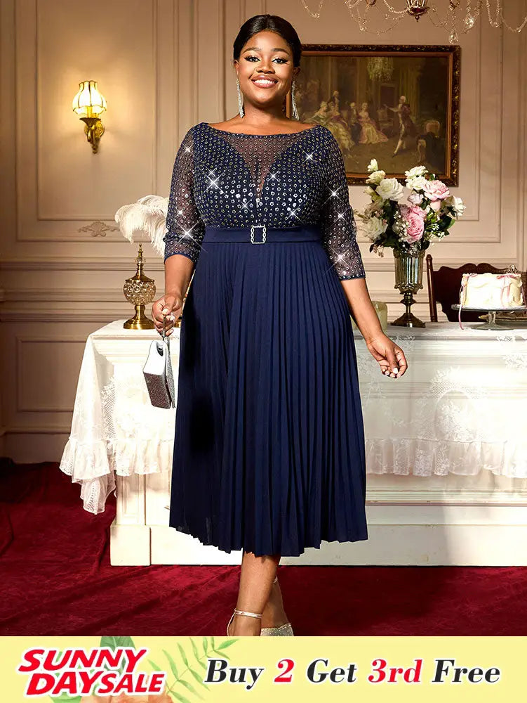 Holiday Party Outfits For Women Sequins Mesh Elegant Dress