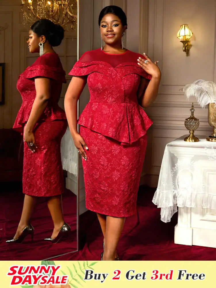 Jacquard Bodycon Dress Round Neck Elegant Party Style