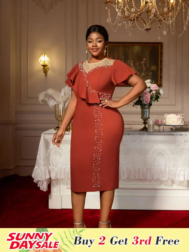 Luxury Dress Grace Embroidered Flares Butterfly Sleeve