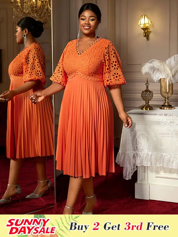 Orange Dresses for Women Formal Half Flare Sleeves Wedding Guest Outfits