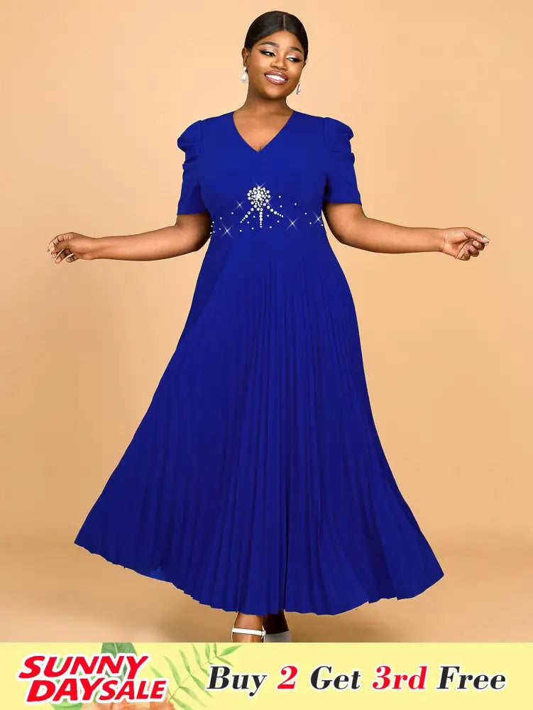 Spring Wedding Guest Dress Short Sleeve Blue Style