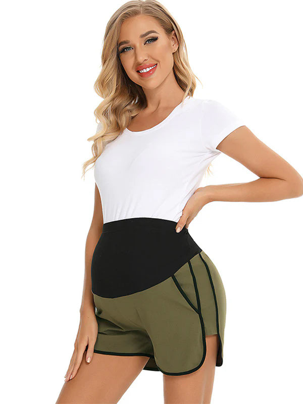 High Waist Belly Support Pockets Sport Shorts Fashion Maternity Pants