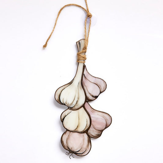 Garlic Stained glass kitchen decor sun catcher window hanging cooking place gift idea