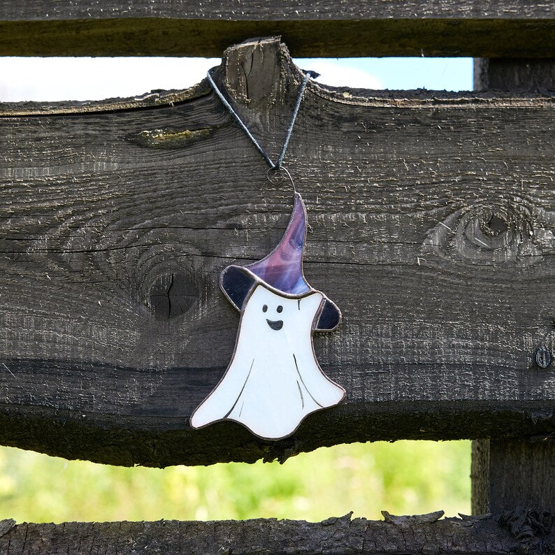 Stained Glass Halloween Ghost Suncatcher: Spooky Window Decor