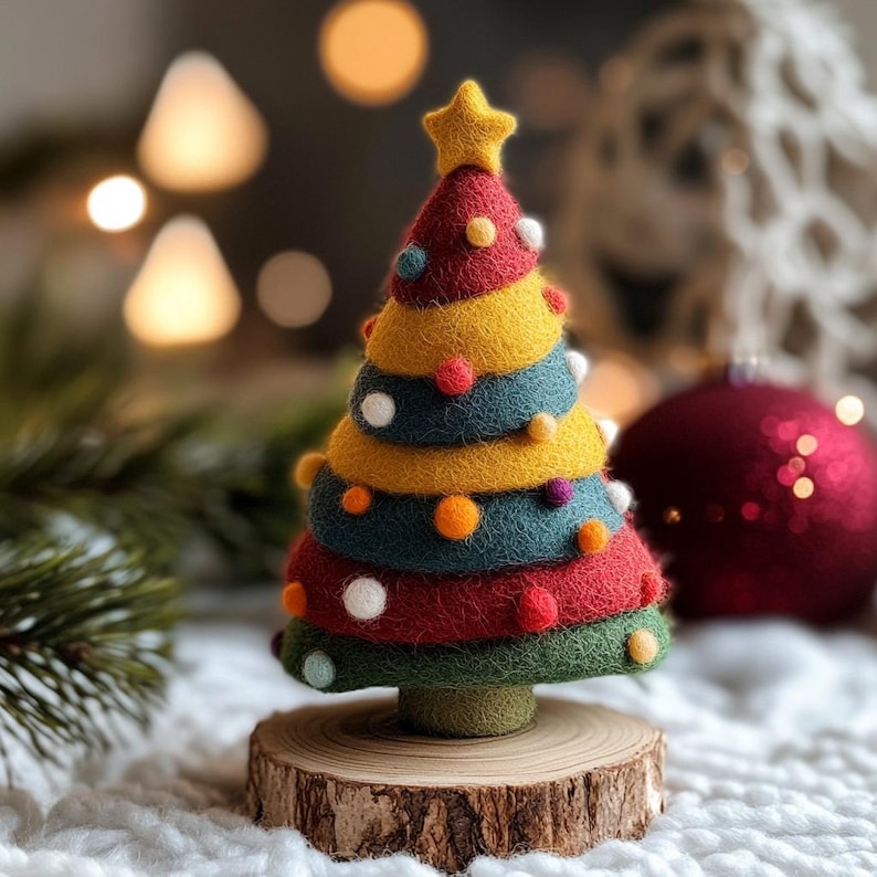 Handmade Wool Felt Christmas Tree: Mini Holiday Desk Decor
