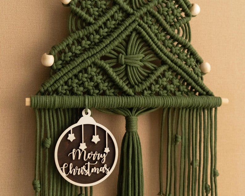 Macrame Christmas Tree, Gift For Family, Holiday Tree, Boho Holiday Gift, Christmas Presents, Unique Xmas Tree, Macrame Home Decor X32