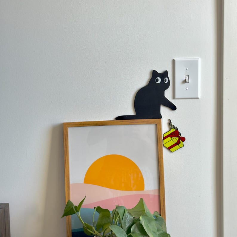 Black Cat Decor | Christmas Wall Decor | Cat Door Corner | Funny Christmas Decor | Christmas Cat Decoration | Door Frame Cat