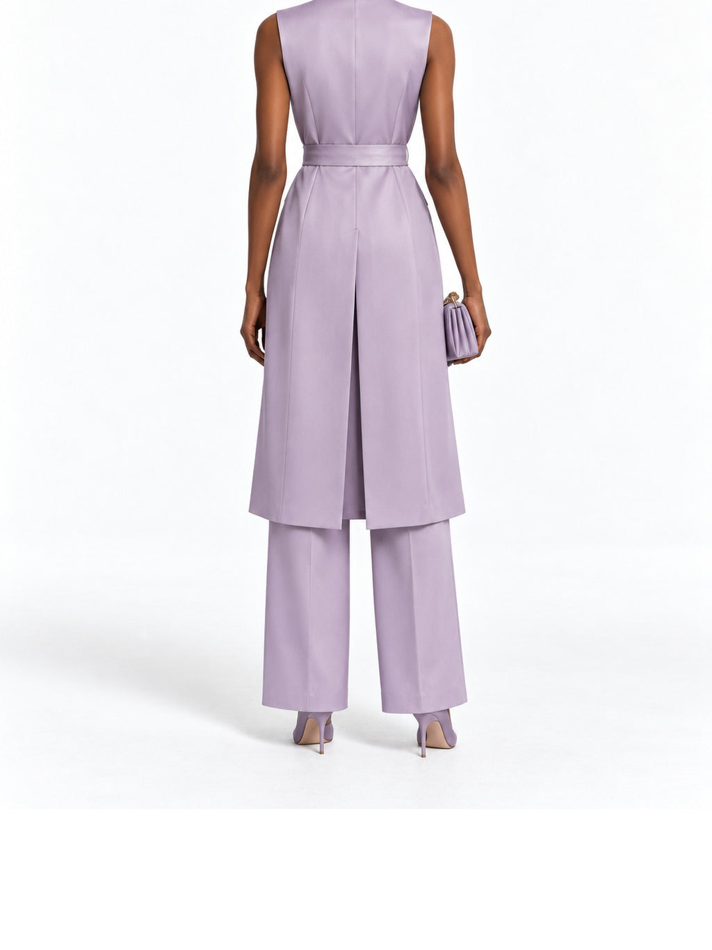 Lilac Satin Sleeveless Wrap Jumpsuit