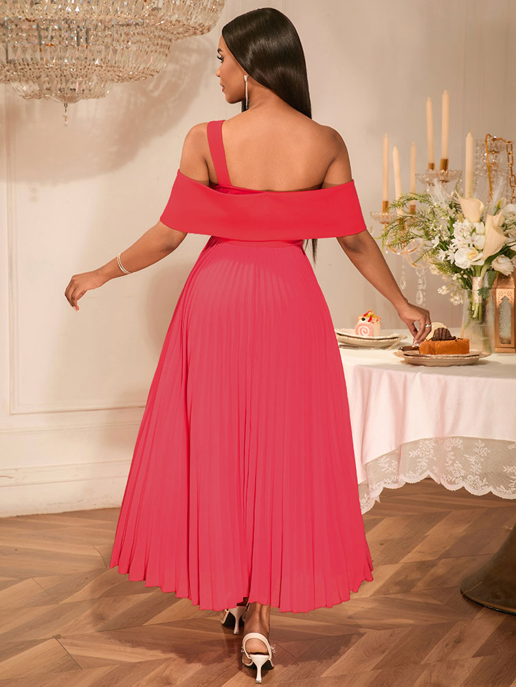 Elegant A Line Maxi Off Shoulder Party Dresses Waist Belt