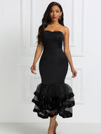 Sexy Wedding Guests Dresses Strapless Backless Ruffle