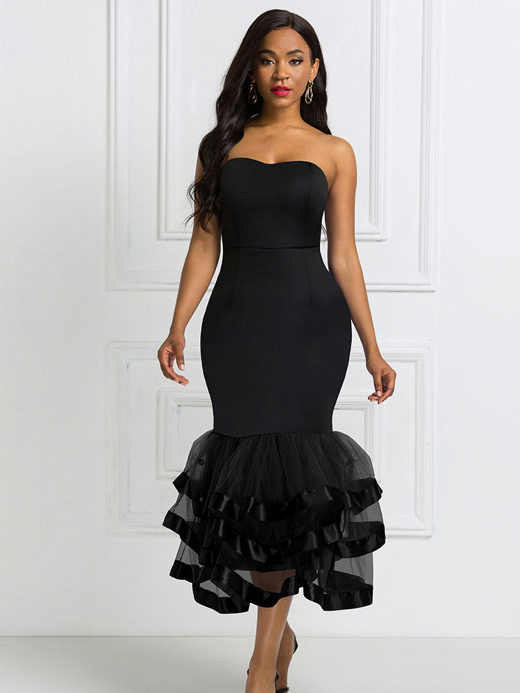 Sexy Wedding Guests Dresses Strapless Backless Ruffle