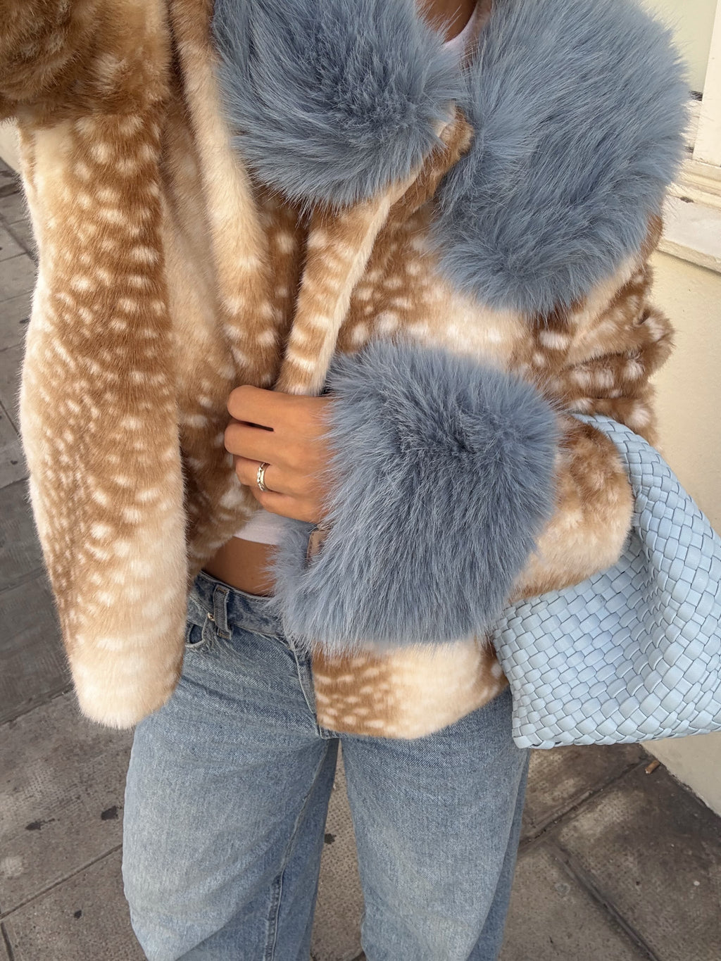 Cream Leopard Print Faux Fur Jacket