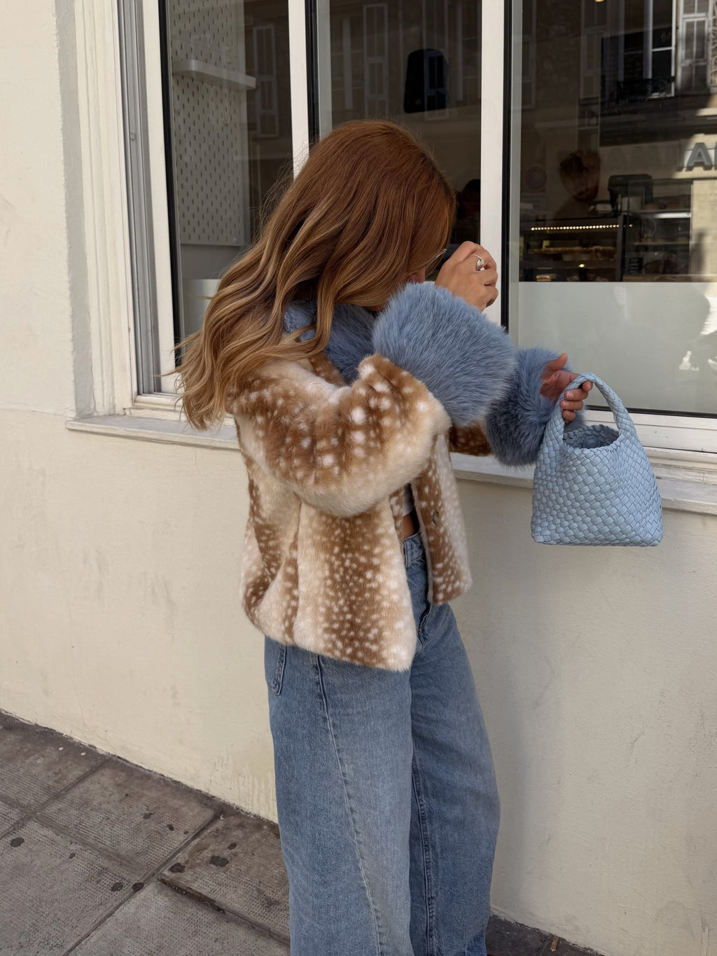 Cream Leopard Print Faux Fur Jacket