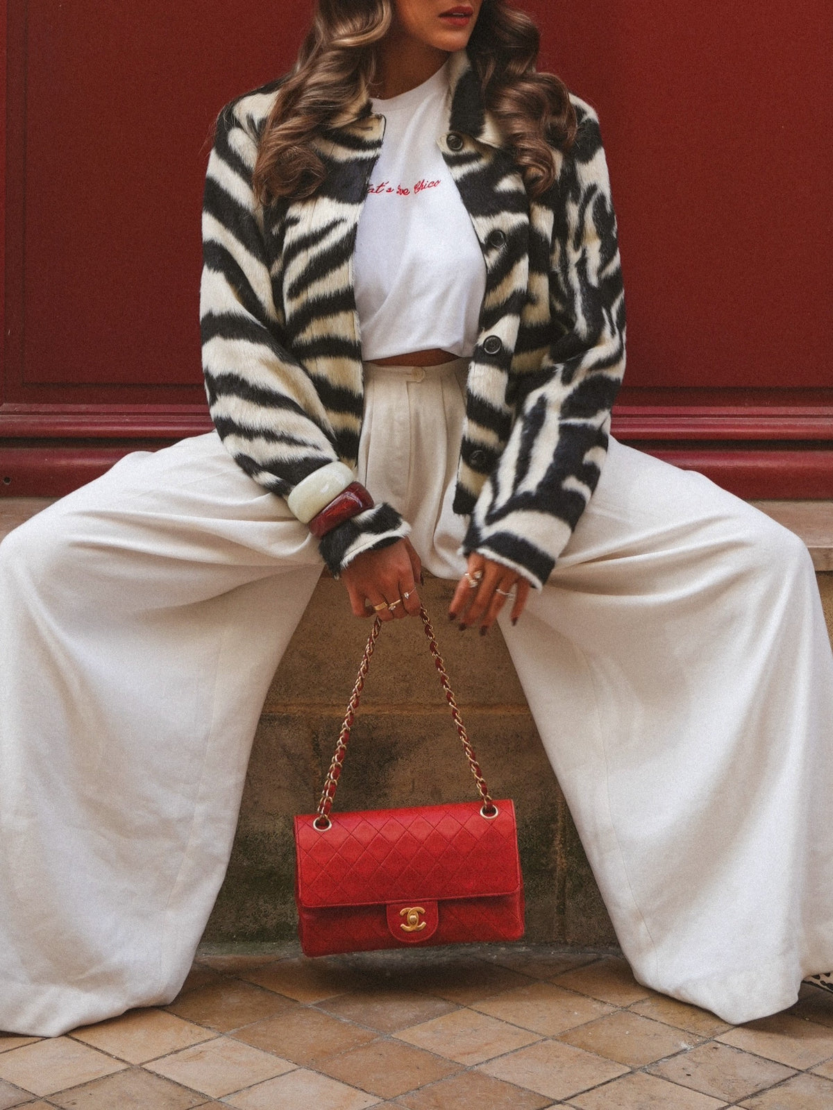 Black White Zebra Print Faux Fur Jacket