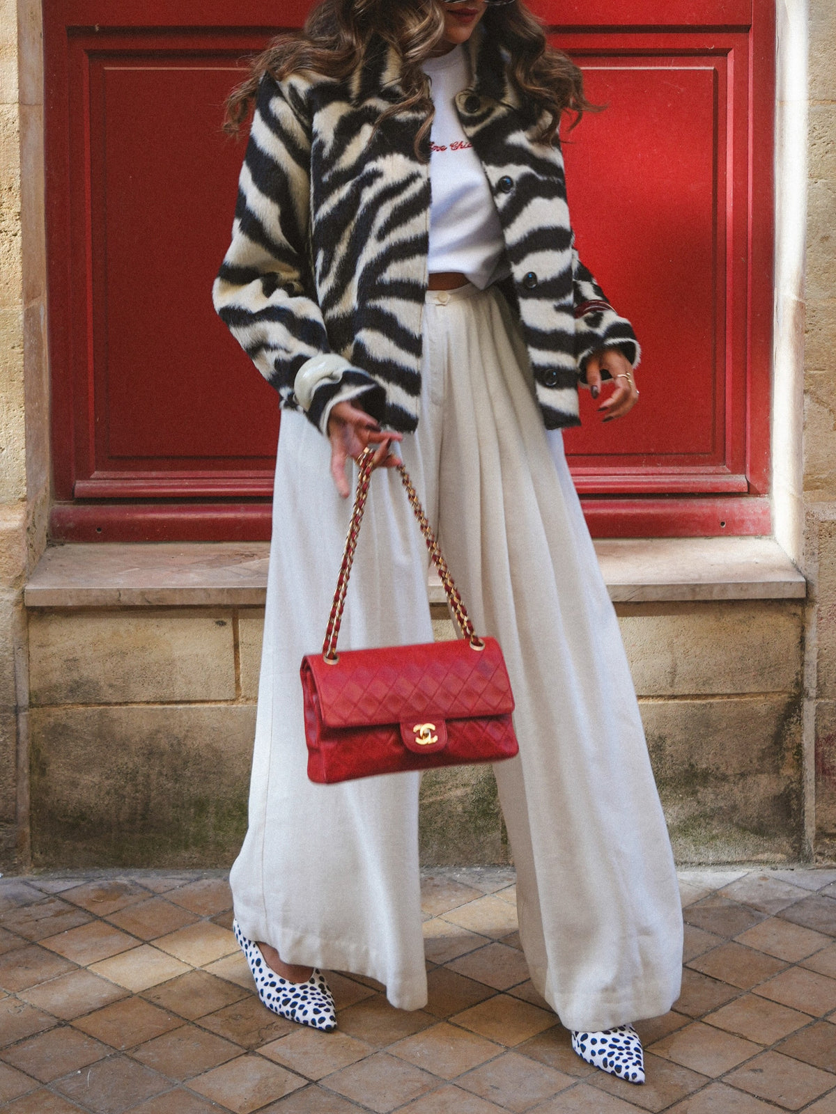 Black White Zebra Print Faux Fur Jacket