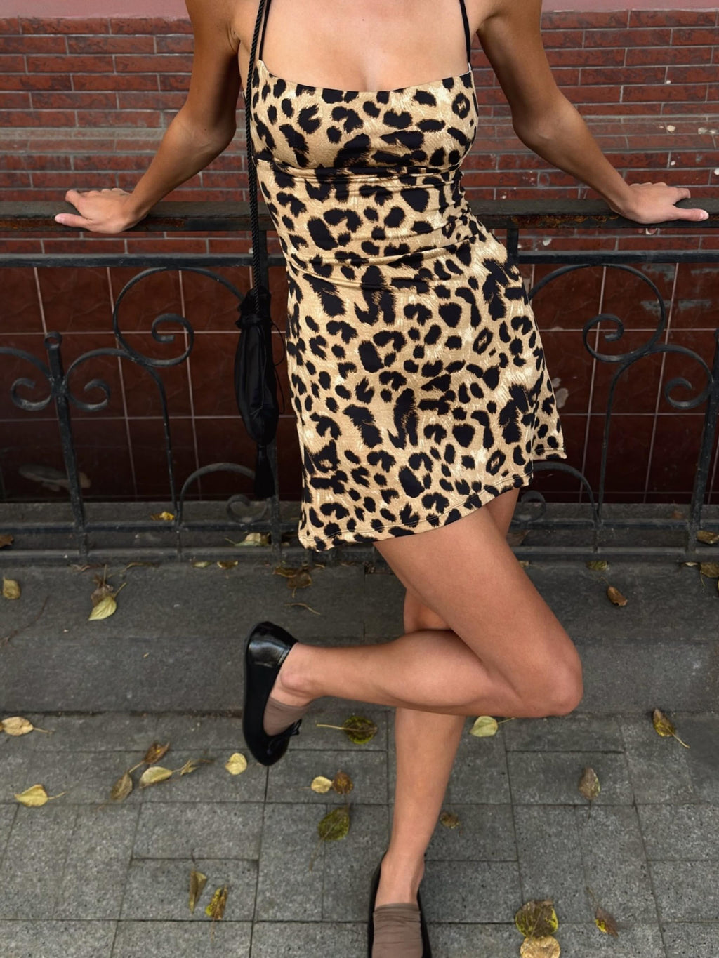 Leopard Sequin Spaghetti Strap Bodycon Mini Dress