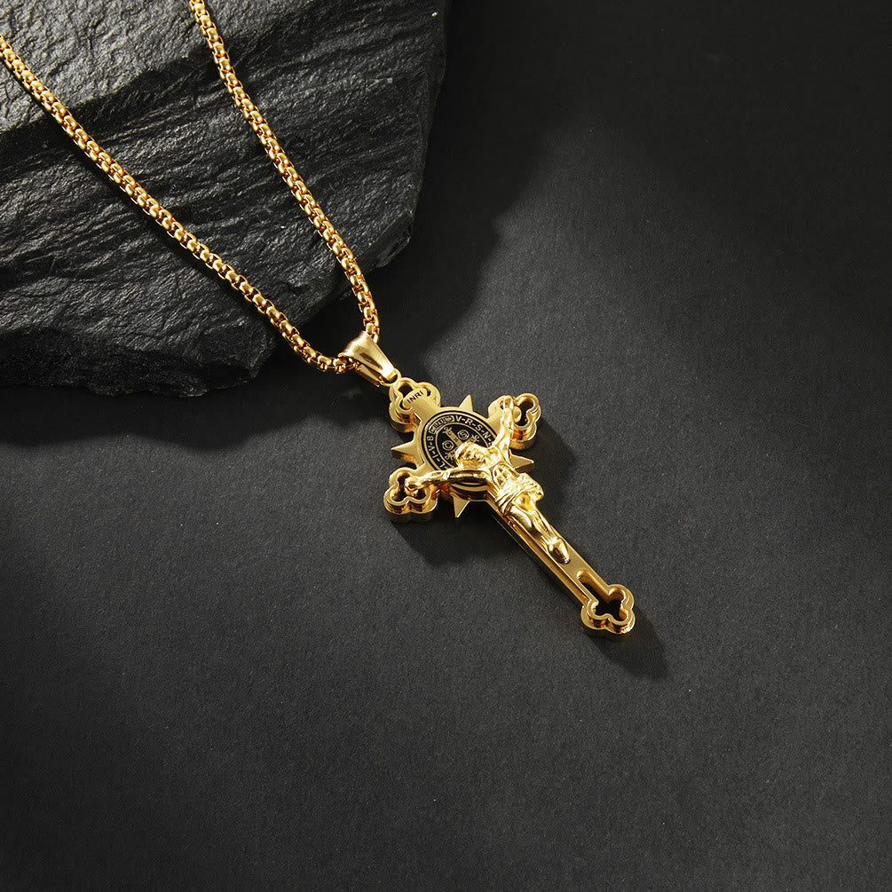 Christianartworkshop St. Benedict Symbol Crucifix Necklace