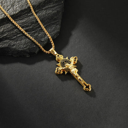 Christianartworkshop St. Benedict Symbol Crucifix Necklace