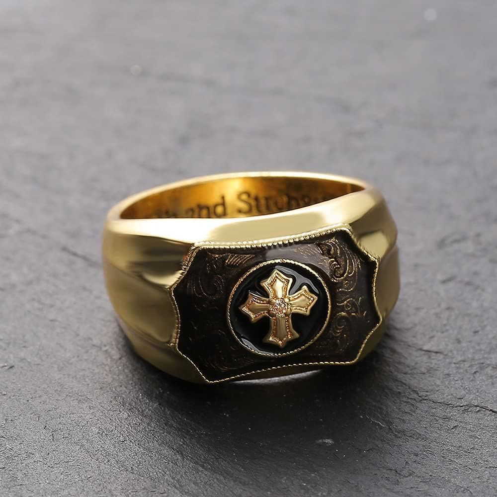 Christianartworkshop Faith and Strength Jesus Cross Religious Ring